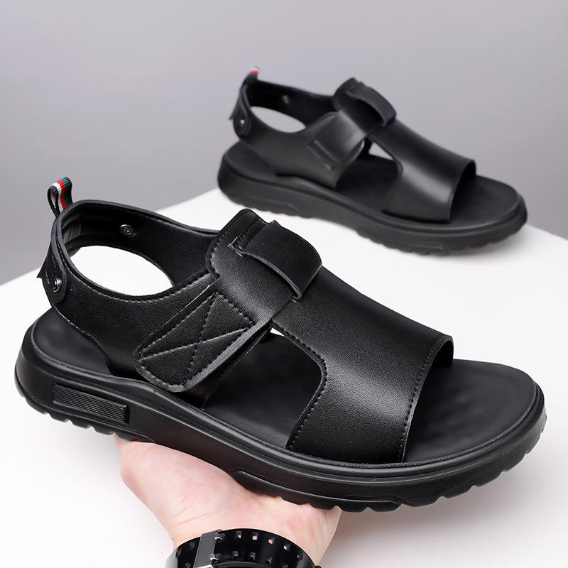 New platform men's sandals large size beach shoes open-toed fish mouth cool men's shoes slippers