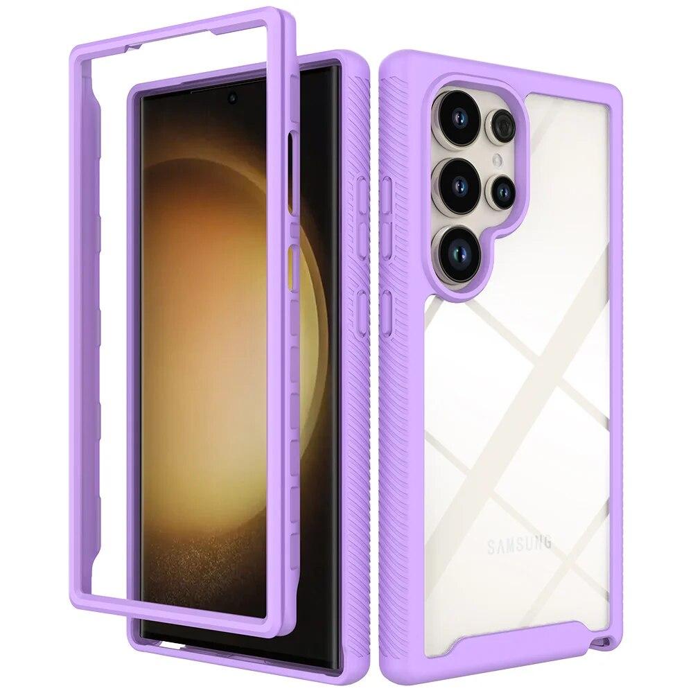 Robuste Hybrid-Schutzhülle für Samsung Galaxy S24 Ultra Hülle S24+, stoßfeste Stoßstange, klare Kristall-Rückseite S24 Plus Funda