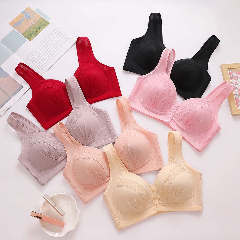 Large Size Front Button Underwear Gather Together for Breathability Comfortable Non Steel Ring Bra for Collecting Accessory Breasts
