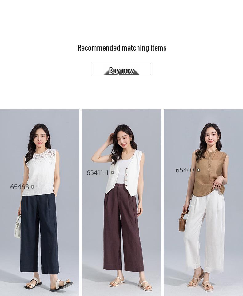 Guangmei Women’s High-Waist Linen Lyocell Wide-Leg Pants