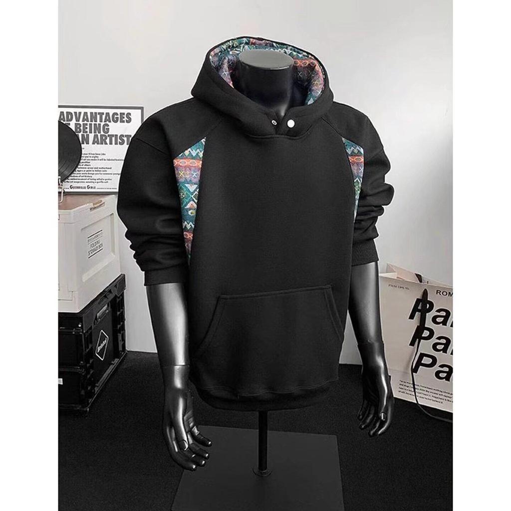 Color Block Embroidered Patchwork Hoodie - Autumn American Style Heavyweight Jacket for Couples