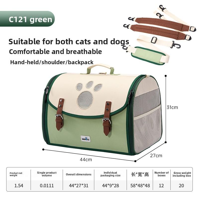 Multifunctional outdoor pet nest, portable single-shoulder portable double-shoulder large-capacity pet backpack трава зеленый