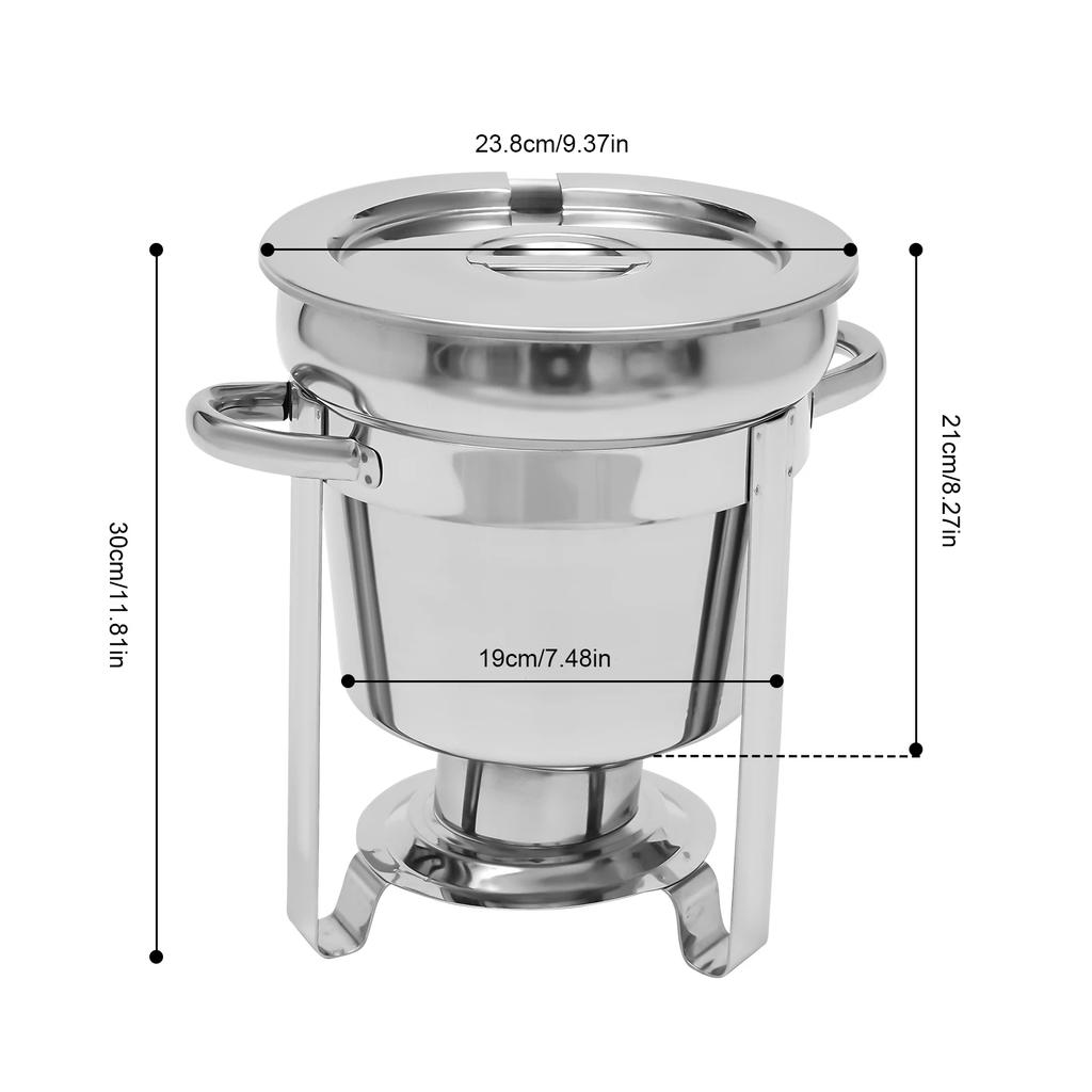 7L Single-barrel Stainless Steel Soup Warmer Pot Food Pan W/ Lid Insulated Soup Pot for Self- Environments & Daily Life