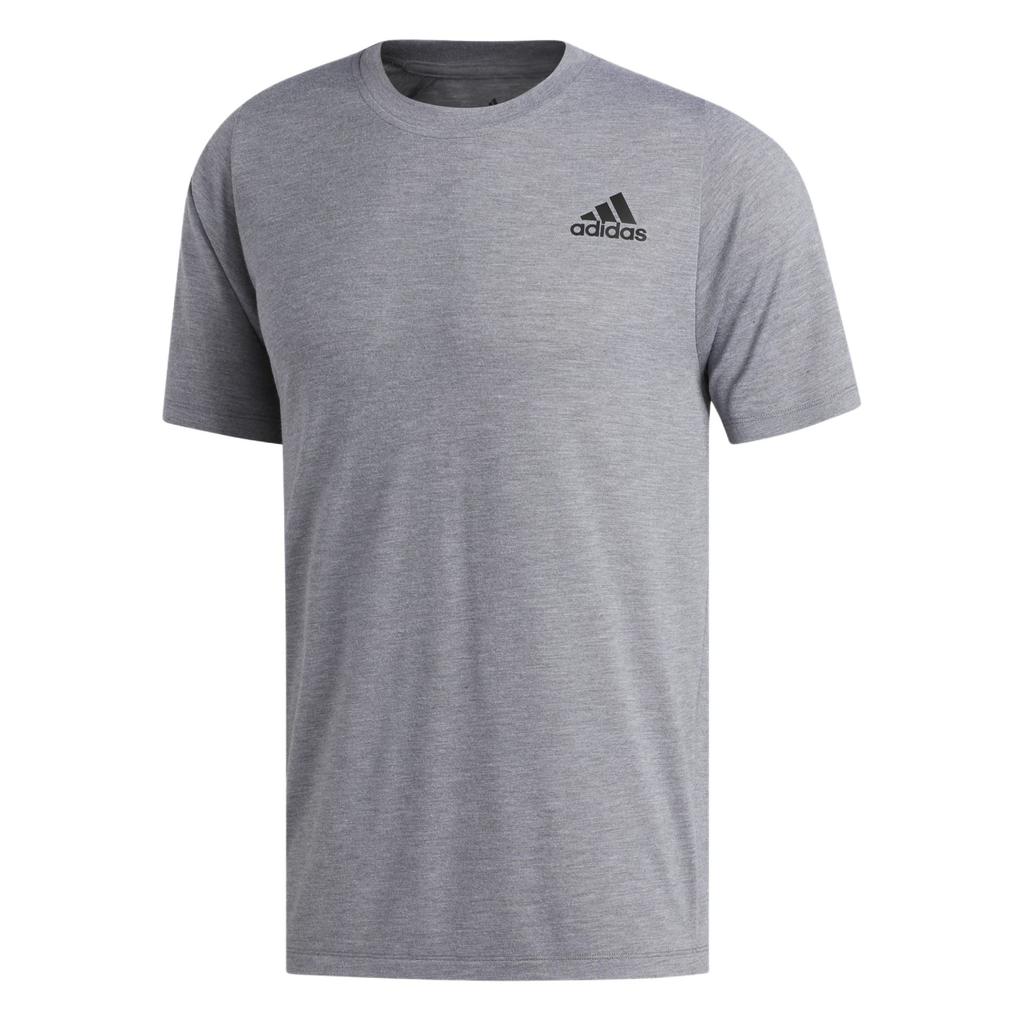 Adidas Solid Color Logo Crew Neck Sports Tee Men Tops Gray EH4719