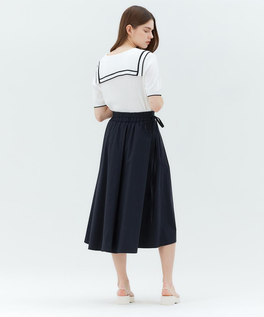 MIND BRIDGE WOMEN [W] Pleated Belted Elastic Skirt - 3 Colors