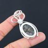 Sterling Silver Oval Root Chakra Black Fossil Coral Stone Sister Wedding Pendant
