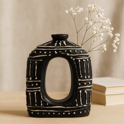 Donut Vase Oval Chocolate Brown 23cm