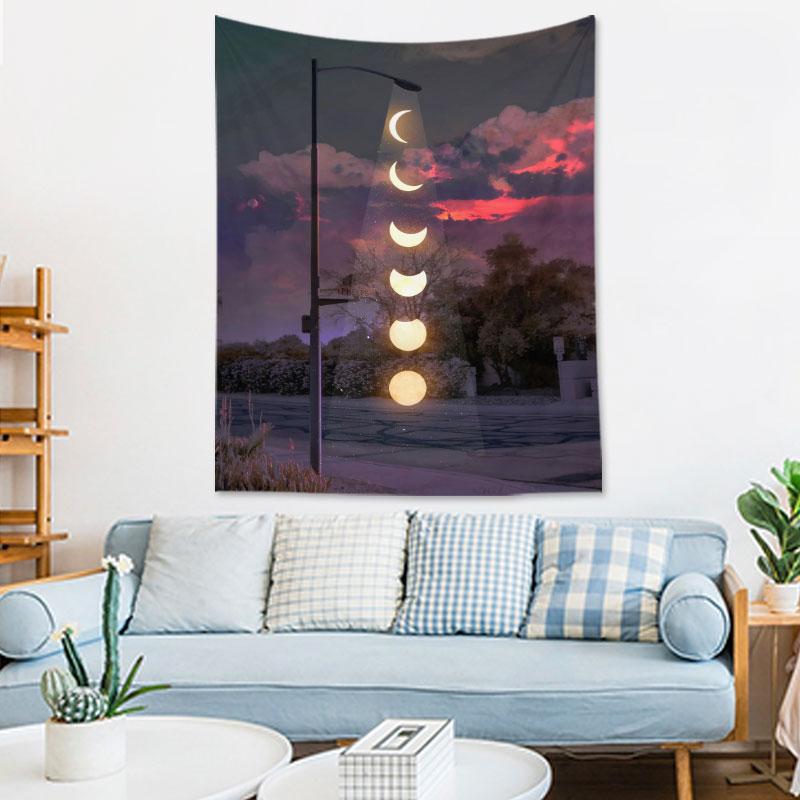 Pink Moon Star Tapestry Bohemian Style Decorative Room Tapestry Living Room Wall Canvas Wall Decorative Tapestry
