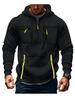Men's European Size Hooded Zip-Up Winter Sports Sweatshirt with Double Pockets