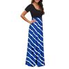 Women Fashion  Gradient Print Short  Sleeve Spaghetti Maxi Dress