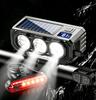 Farol Solar para Bicicleta de 900 Lúmens com Carregamento USB, Feixe Alto/Baixo, Buzina e Bateria de Longa Duração para Pedalar à Noite