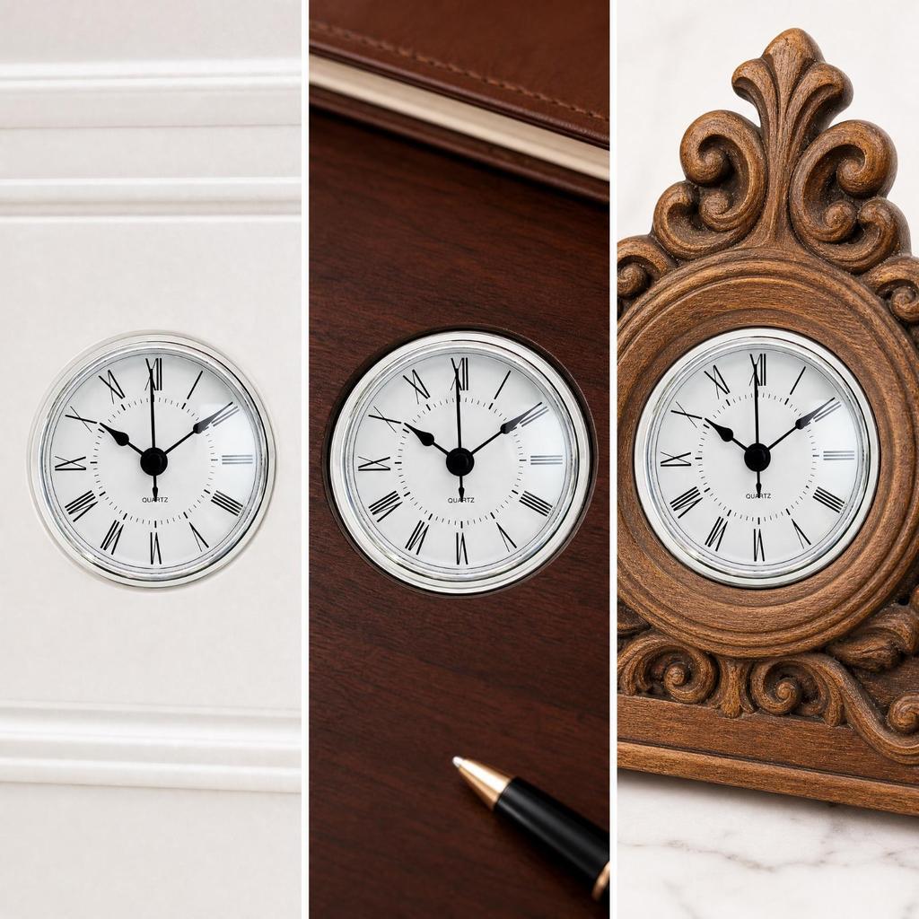 Clock Insert Compact Round Quartz for Minimalist Interiors