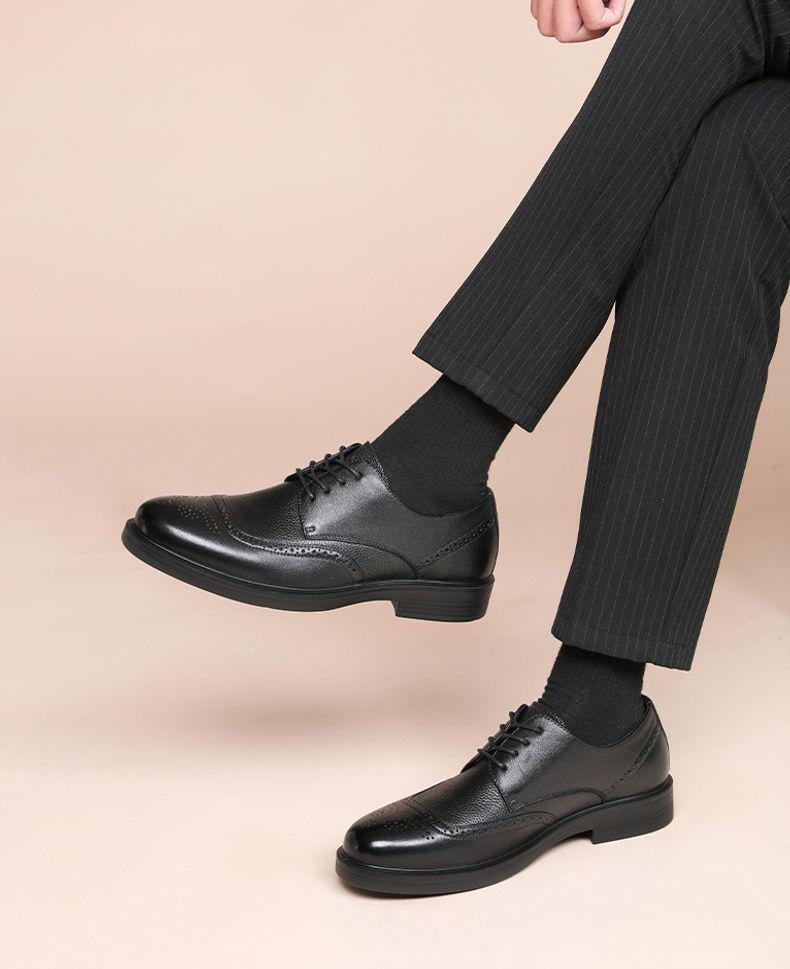 Red Dragonfly Men's Genuine Leather Soft Sole Brogue Shoes - Autumn/Winter Formal Style