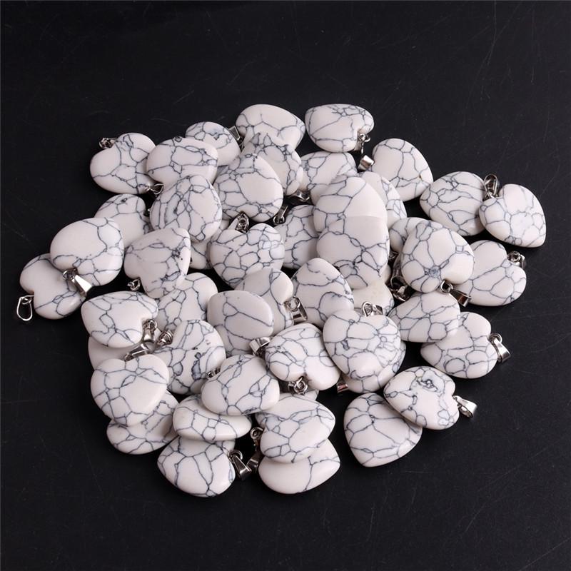 20mm Crystal Agate Heart Necklace Pendant - Natural Stone Jewelry Accessory