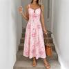 Women's Fashion Summer Spring Flower Pattern Print Sleeveless Suspenders High Waist Casual Dresses