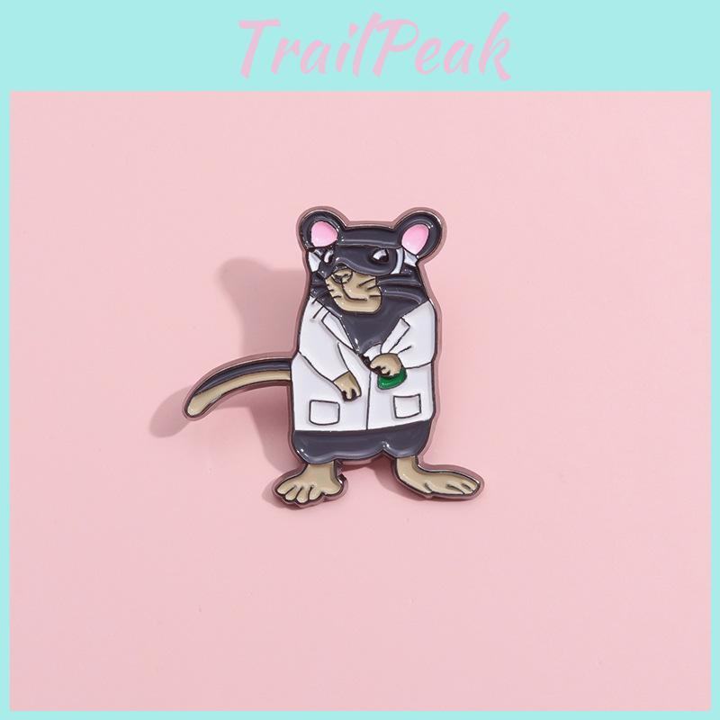 Whimsical Cartoon Animal Brooch With Charming Mouse Illustration Perfect For Stylish Outfits