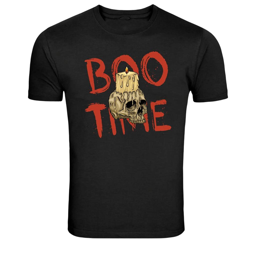 Boo Time Skull Candle Halloween Graphic T-Shirt