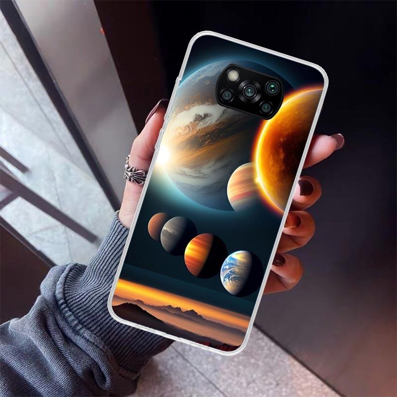 Earth Stars Space Phone Case For Xiaomi Poco X7 X6 X5 Pro F7 Ultra Redmi 15C 15 13 13C 12 12C 10 10A 10C 9 9A 9C 9T Shell Poco X