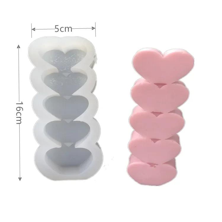 

5 отверстий креативная форма для свечей в форме любви креативная выпечка шоколад корейский ароматерапия мусс торт силиконовые формы аксессуары only mold