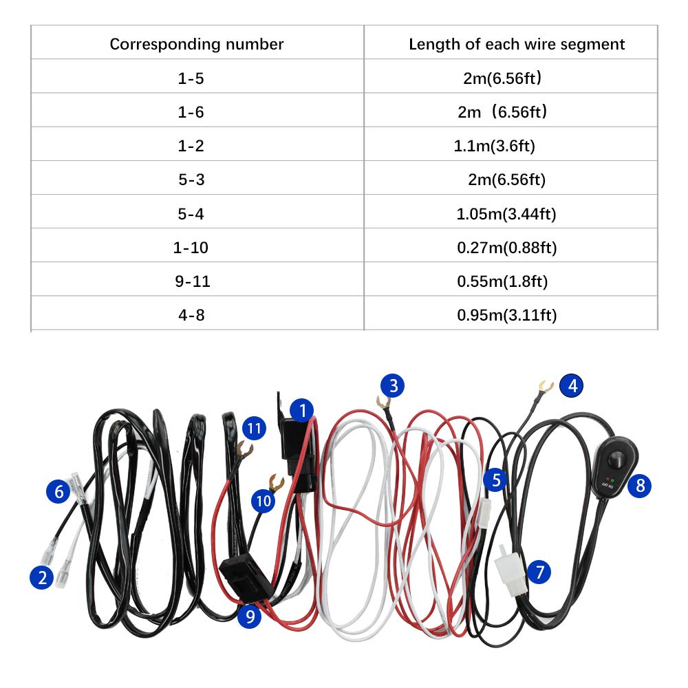 YUNPICAR Universal Fog Lamp Wiring Relay Harness Rocker Switch /40A Power Relay Fuse [For 2 Lights] (Relay Harness)