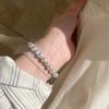 Charm Pearl Crystal Bracelet Shining Zircon Double Layer Bracelet Sweet Beaded Hand Bangle  Party