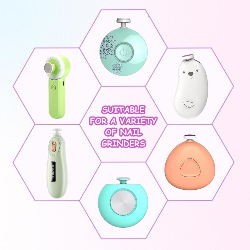 12Pcs Baby Nail File Replacement Heads For Electric Grinders 6 Grits Hygienic Design Easy Replacement Attachments