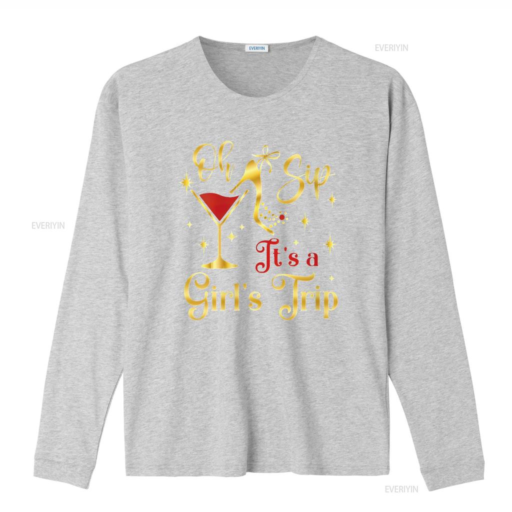 Womens Oh Sip Its A Girls Trip T Shirt Fun Wine Par Women S  for Trendy Look Vintage Washed Graphic Casual