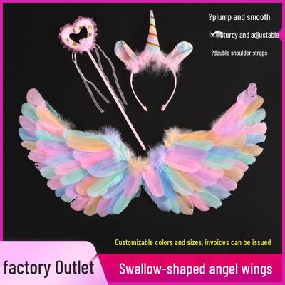 Disfraz de Alas de Plumas de Ángel de Colores para Adultos y Niños - Perfecto para Halloween, Navidad y el Día del Niño.