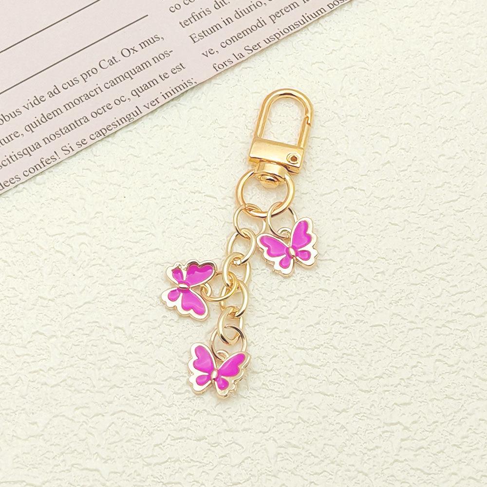 Colorful Butterfly Oil Drip Keychain Pendant for Creative DIY Alloy Earphone Case Packaging Ornaments