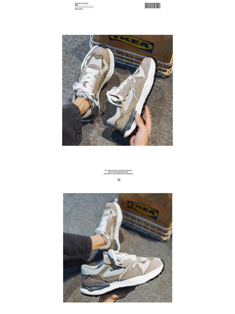 Men's Trendy Breathable Retro Sneakers: Thick-Soled Casual Fashion Shoes