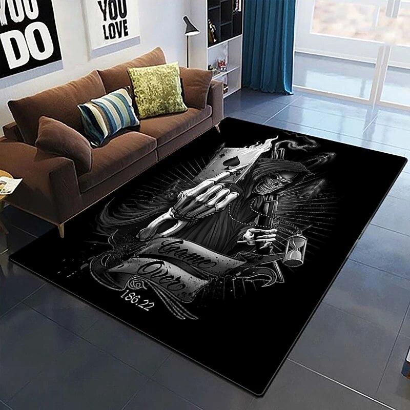 Horror Series Skulls Before Christmas Pattern Area Rug Bedroom Sponge Bedside Mat Entrance Door Carpet Washable