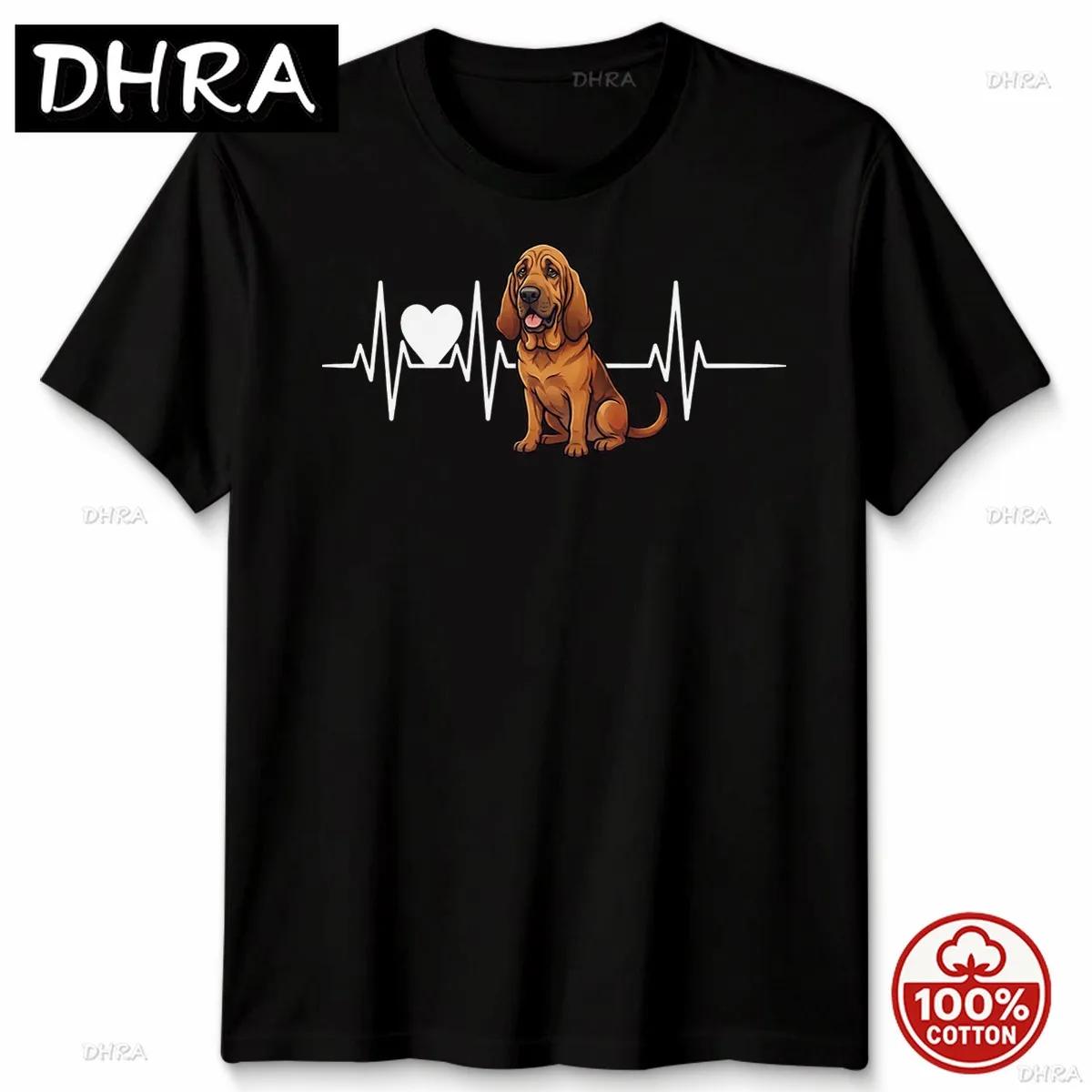 Bloodhound Dog Heartbeat EKG Animals Unisexs T Shirt WOMENs Tee Graphic Unisex Top Sleeve Tee Breathable Casual Unisex Trendy Comfy S