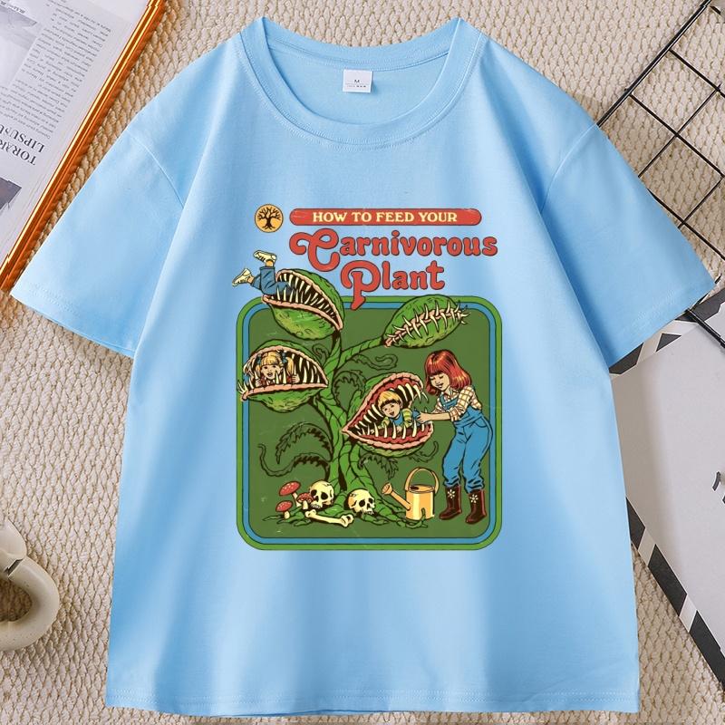 Earnivorous Plant Graphic TShirts Unisex Women Vintage Breathable Cotton Casual T Shirt Soft Comfortable O Neck Short Sleeve Tee