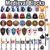 Medieval Military War Army Castle Knight Soldier Figures Building Blocks Weapon Cloak Helmet Shoulder Armor Flag Warrior Shield