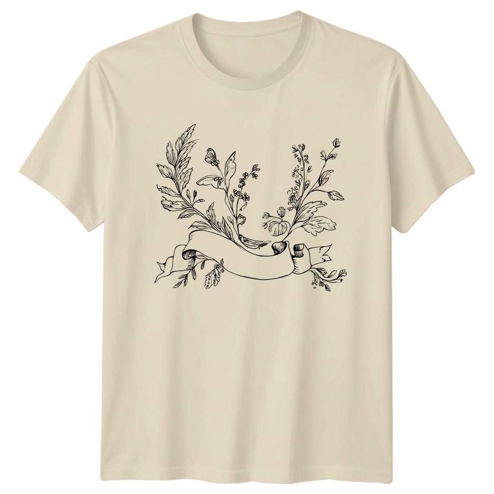 Grow Wild And Free Unisexs TShirt Floral Illustration Art Botanical Nature