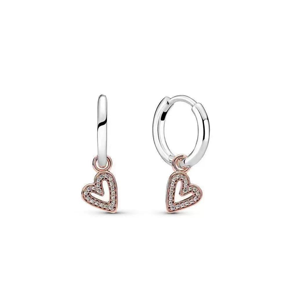 Circle Earrings Zircon Heart Earrings 100% S925 Pure Silver Women's Earrings Jewelry Suitable For Valentine's Day Gifts