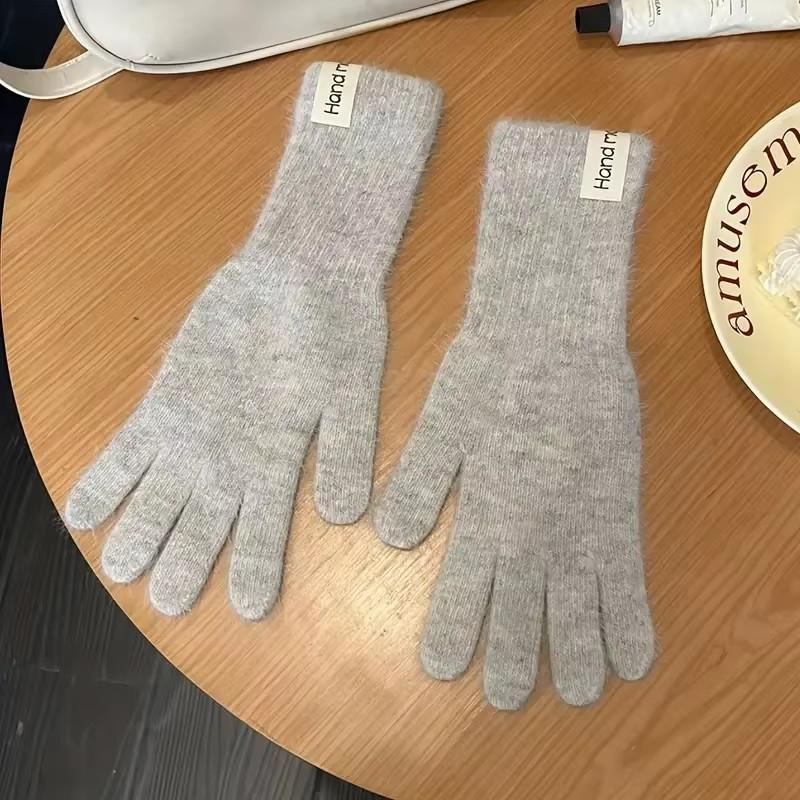 

Женские термоперчатки с раздельными пальцами - Толстые зимние перчатки с эластичным запястьем и разноцветными кончиками для велоспорта, пешего туризма, катания на лыжах серый