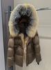 Deep winter thickened warm goose down jacket medium and long women's oversized natural real raccoon fur collar high-end jacket