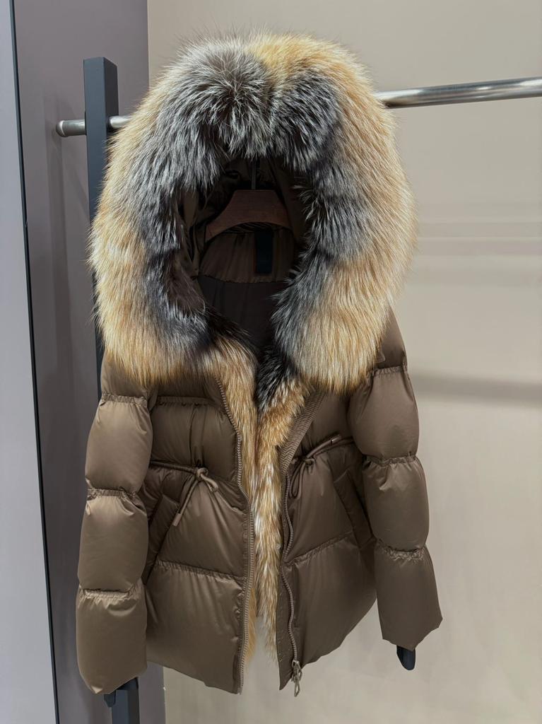 Deep winter thickened warm goose down jacket medium and long women's oversized natural real raccoon fur collar high-end jacket