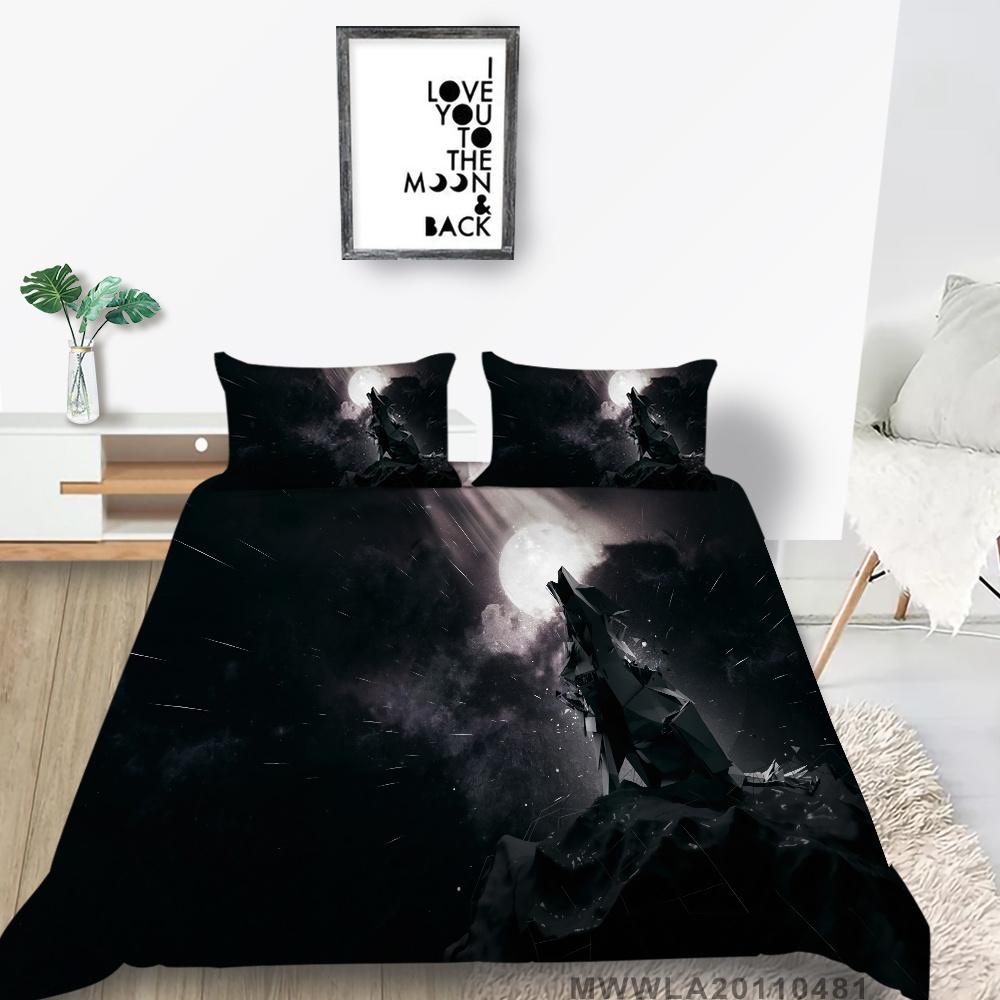 Home Bed Set with Bedding Pillow 2/3 Pcs Duvet Covers Highend 3D Wolf Printed Bedding Suit Home Textiles