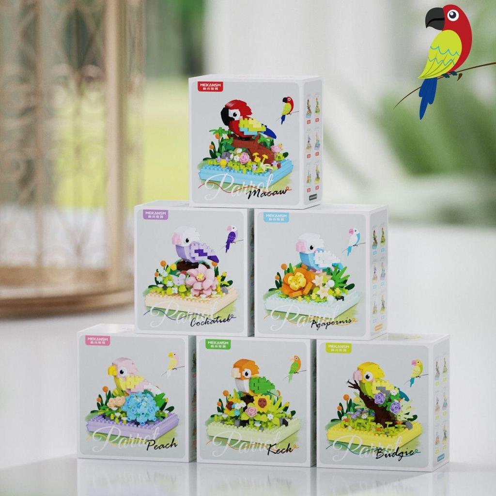 Creative Building Blocks Cute Parrot Bird Acrylic Box Art Toys Gift For Children For Girls