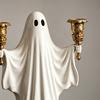 Cute Ghost Figurine Candle Holder for Halloween, Resin Tealight Candlestick, Taper Halloween Decoration Home Table Decor & Spooky Atmosphere Accessory