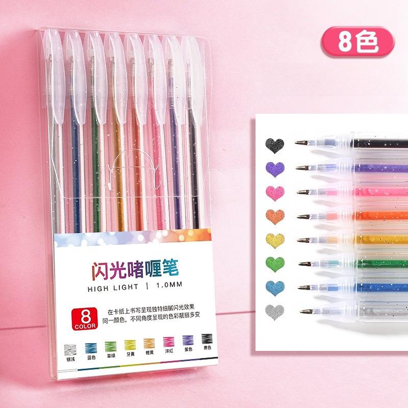 

Color Glitter Gel Pen Glow Glitter Gel Pen Morandi Color Notebook Pen To Make Notes Pearlescent Markers