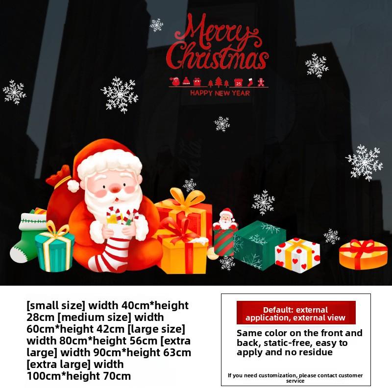 Christmas Decoration Scene Atmosphere Arrangement Glass Doors Santa Claus Shop Cabinets Atmosphere Window Stickers