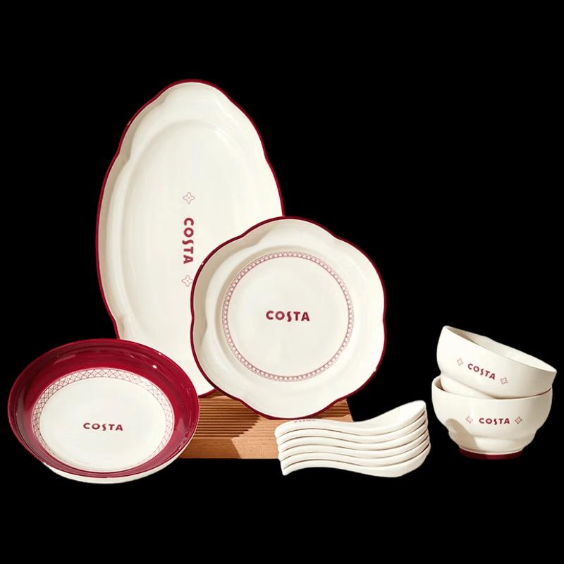 COSTA French Cream 17-Piece Ceramic Dinnerware Set