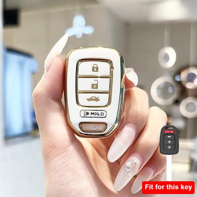 4 Buttons Gold Edge Auto Remote Shell Fob Holder Keyless Protector For Honda Accord CIVIC CRV Jazz HR-V HRV TPU Car Key Case Cover Cap