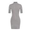 Pure Desire High Neck Slim Fit Mid-Sleeve Dress for Women – Waist-Cinched Hip-Hugging Skirt
