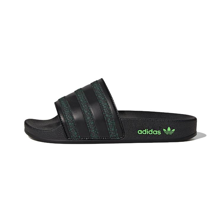 Adidas Originals ADILETTE Sports Slippers Black Green Pre school HP6266 35.5