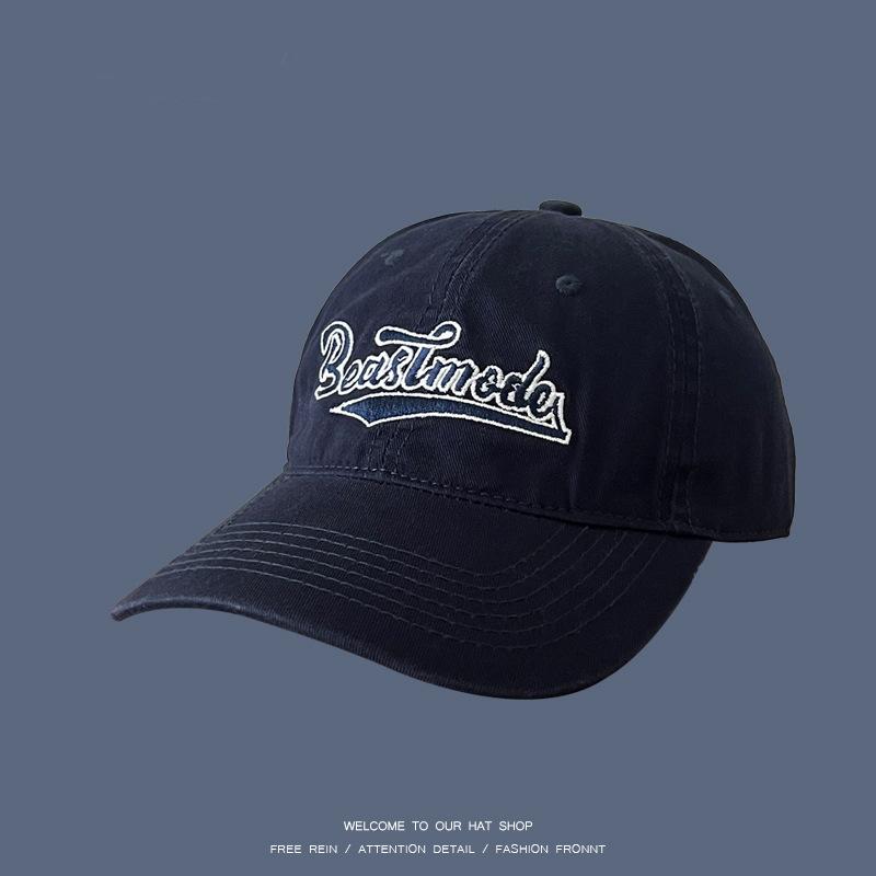 Original self-made letter embroidered soft-top baseball cap men's and women's four-season versatile soft-top cap showing a small face