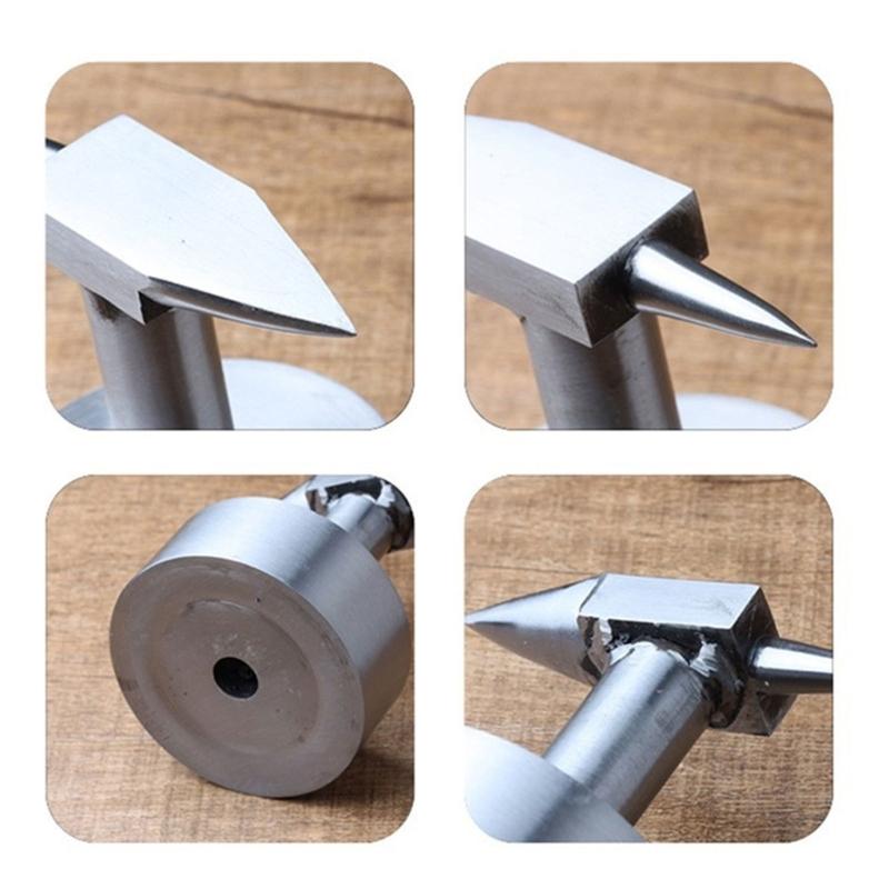 Doppelhorn Amboss Stahl Schmuckhorn Werkzeug mit Rundem Sockel, Flacher Seite und Konischem Horn zum Schmuckformen, Metallumformen, Schmieden und Reparaturarbeiten